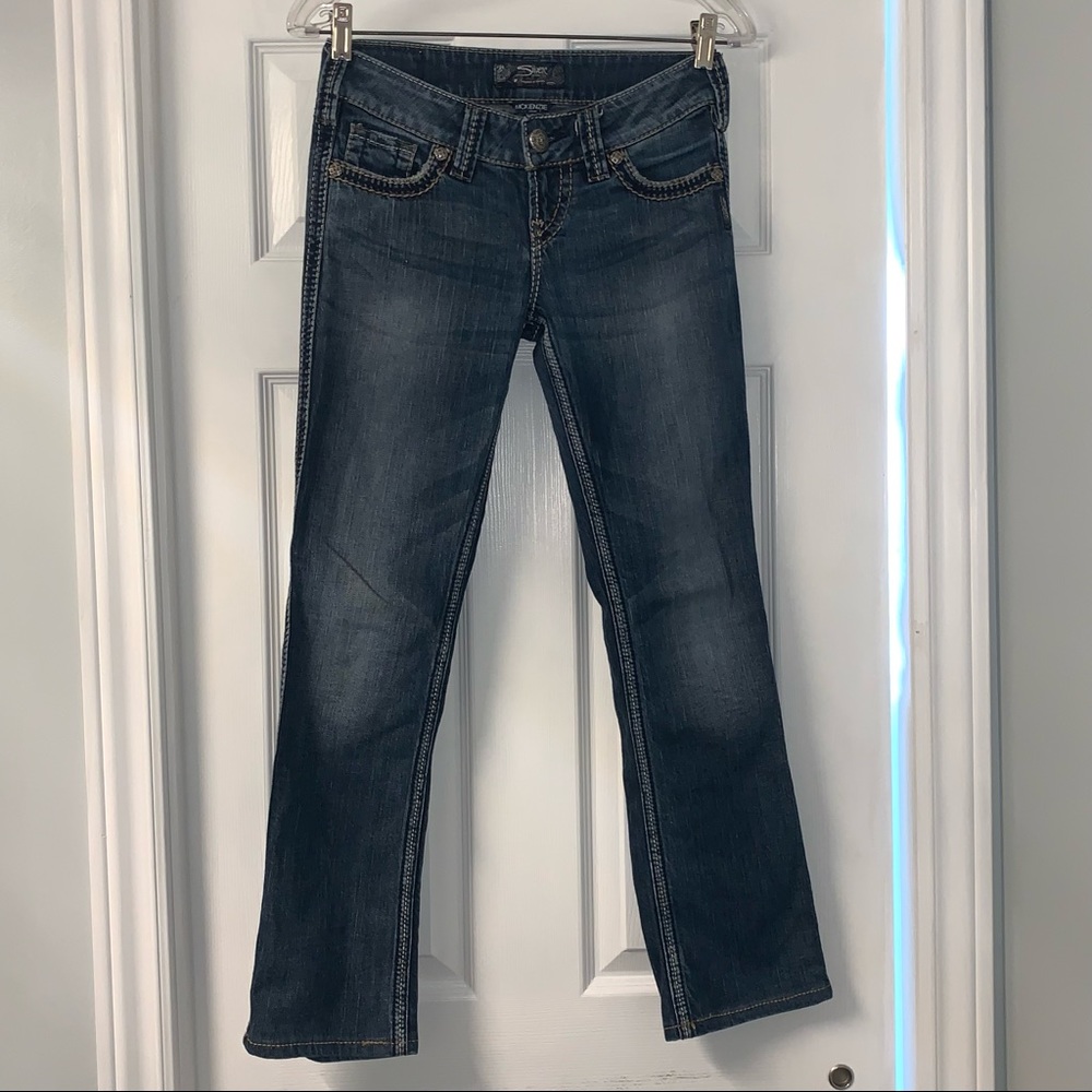 SILVER MCKENZIE denim Jeans women’s size W26/L32 blue bling on pockets low rise